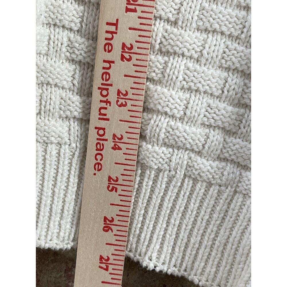 VTG 80's 90's Cardigan Sweater Medium Cream Basketweave Made In USA Vintage - Picture 10 of 12